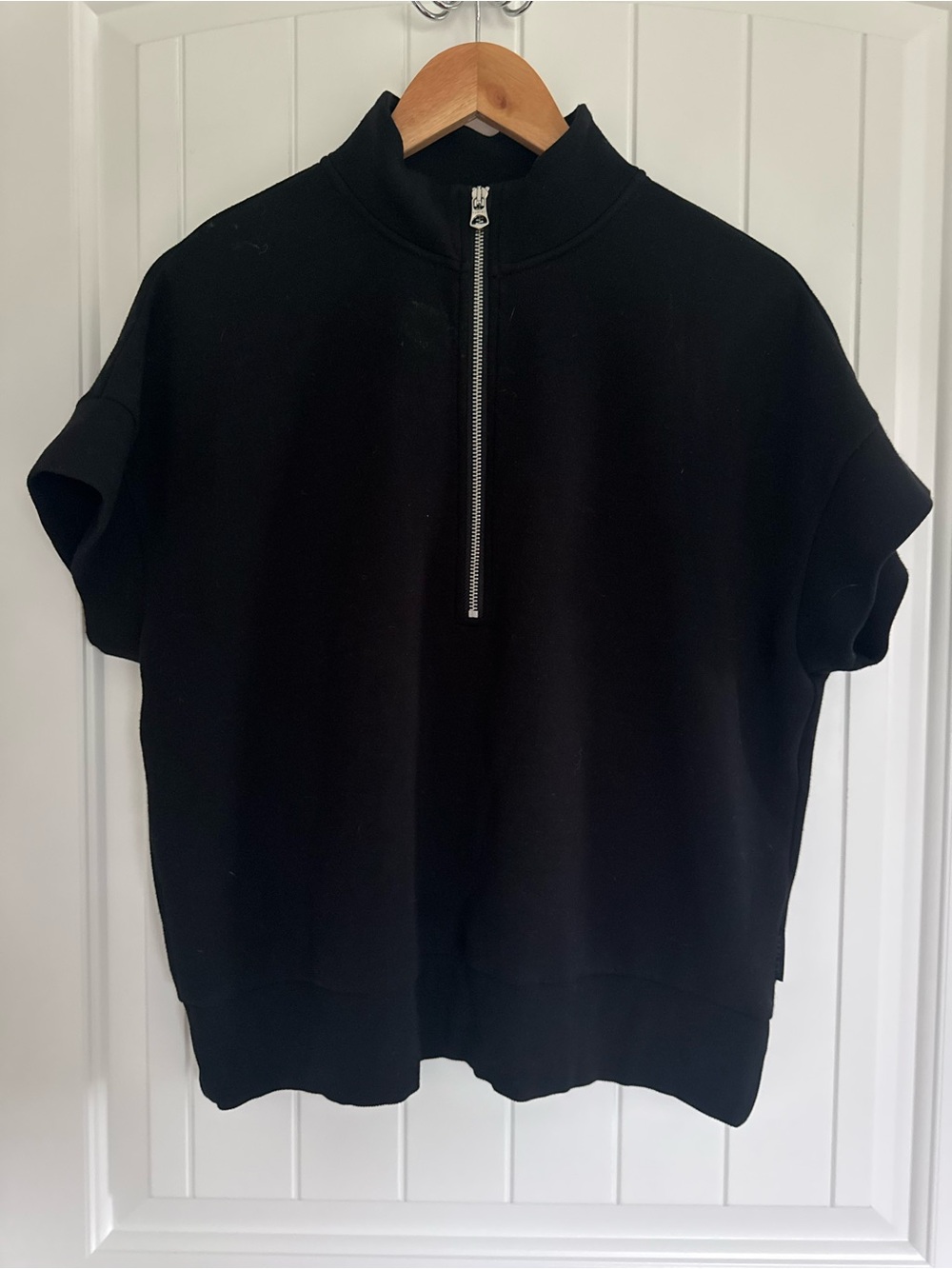 Varley Black Ritchie Short Sleeve Half Zip DoubleSoft Sweatshirt Pullover S